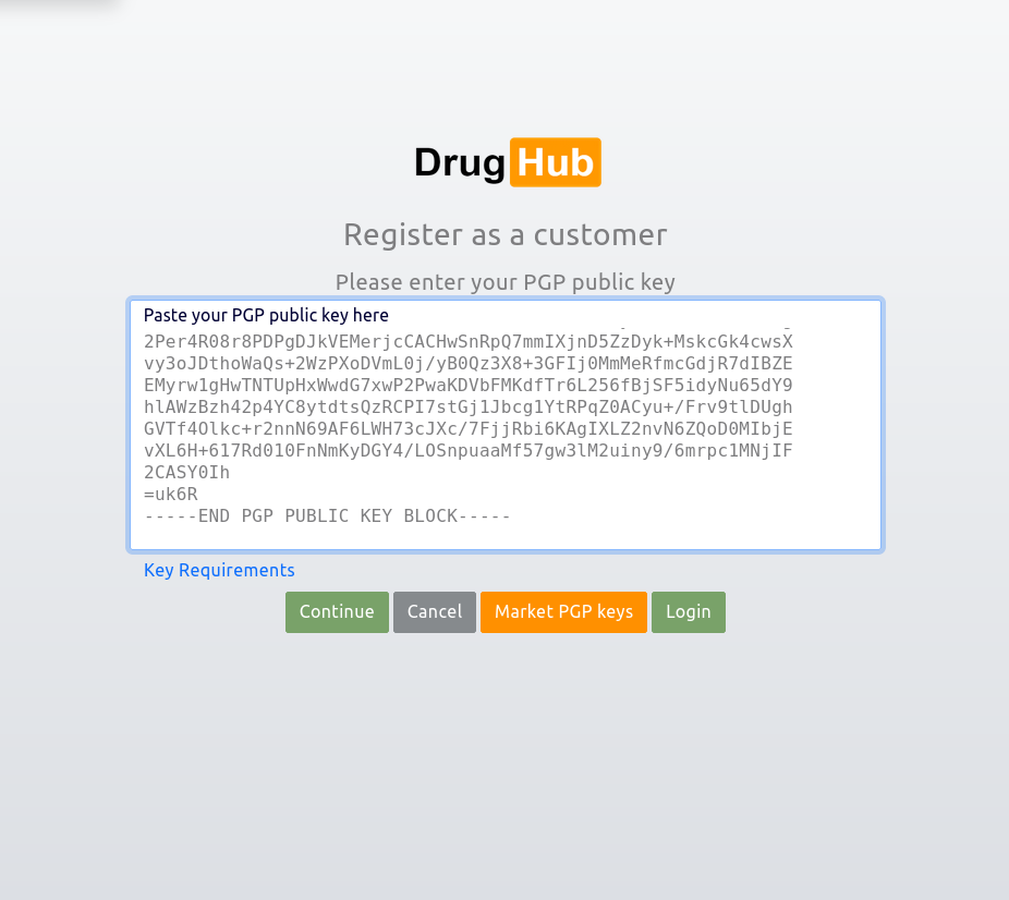 Secure registration interface with PGP key submission